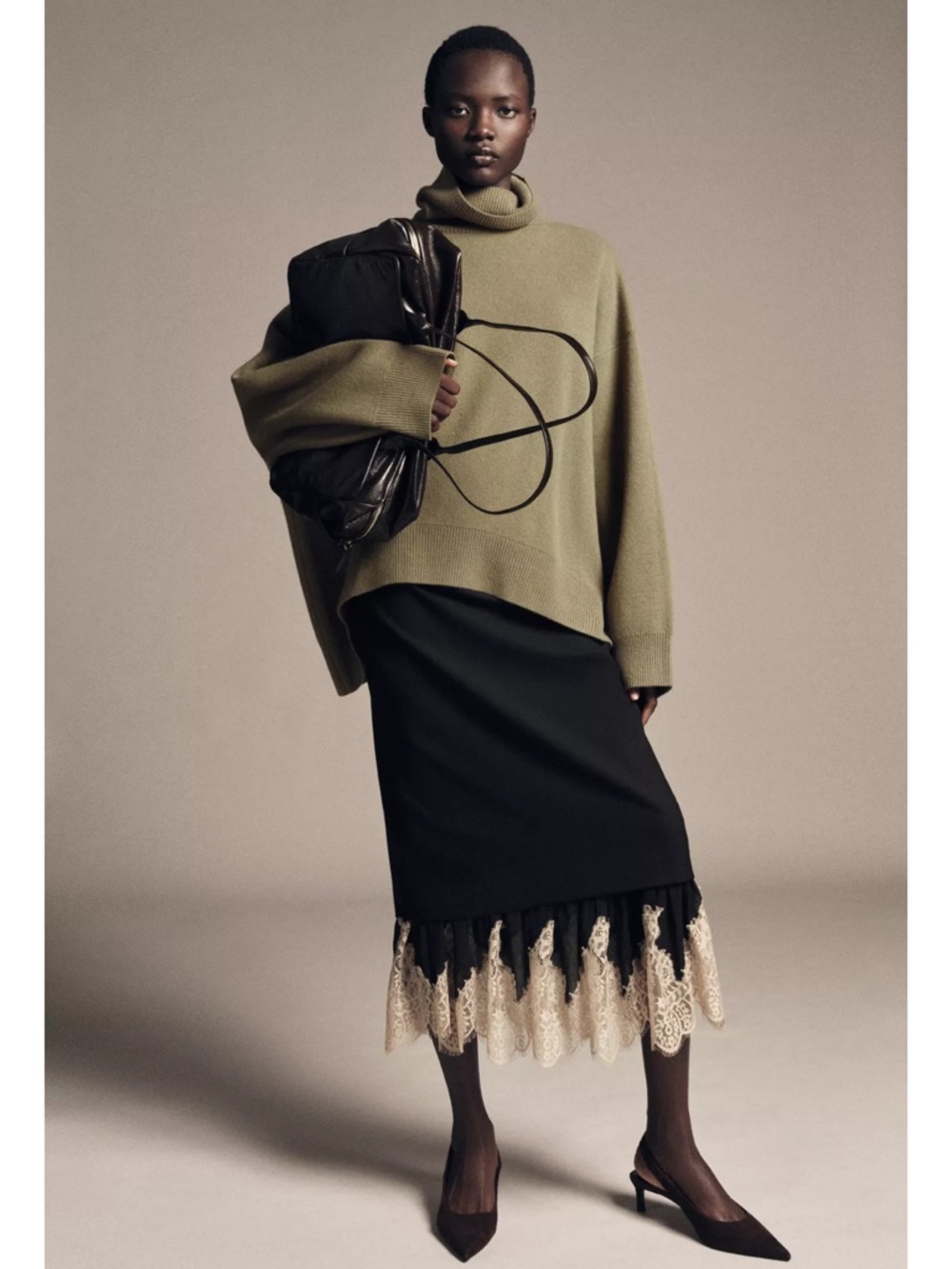ZARA ZW COLLECTION COMBINED LACE SKIRT